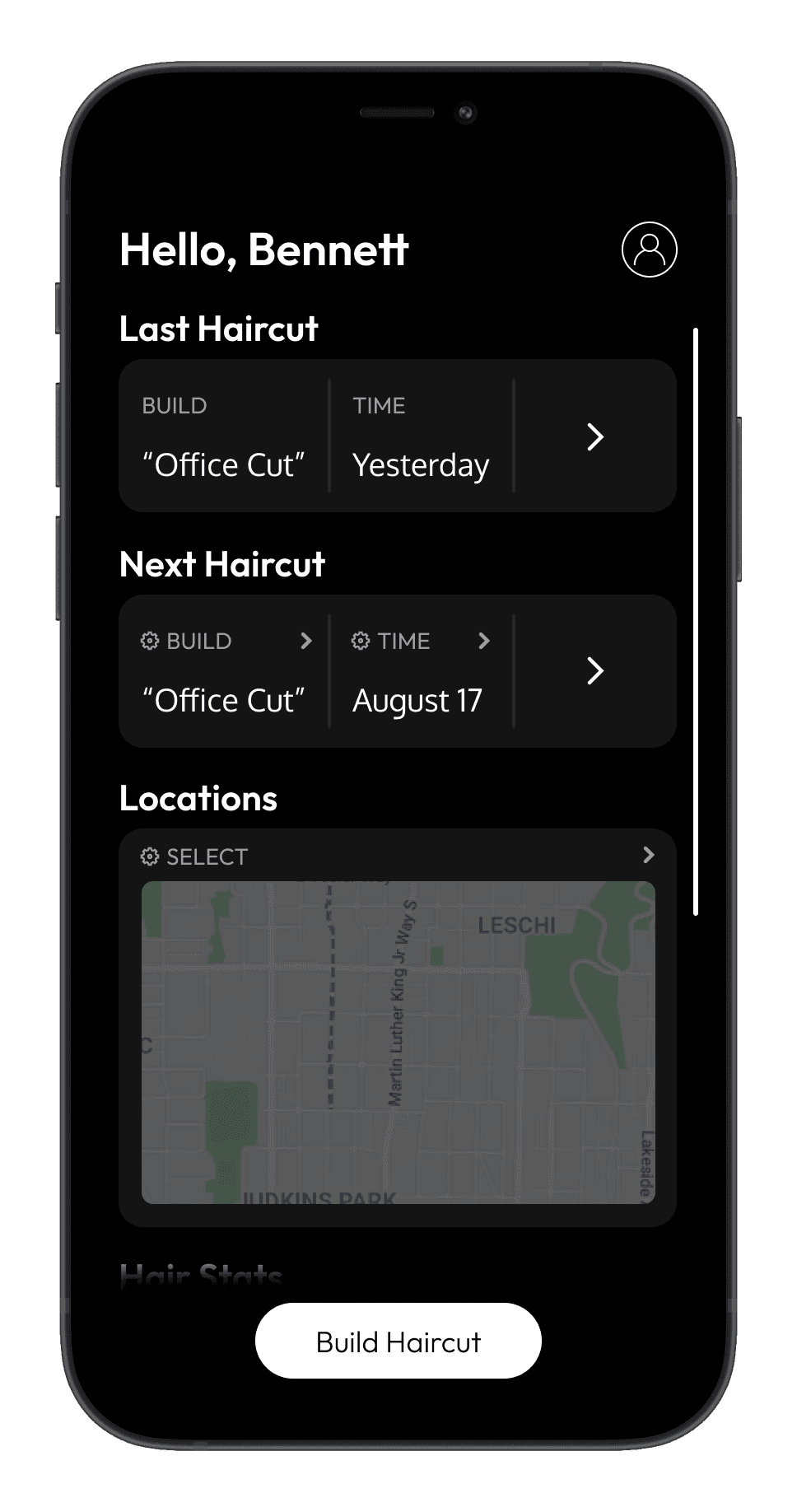 Hairider App Homepage